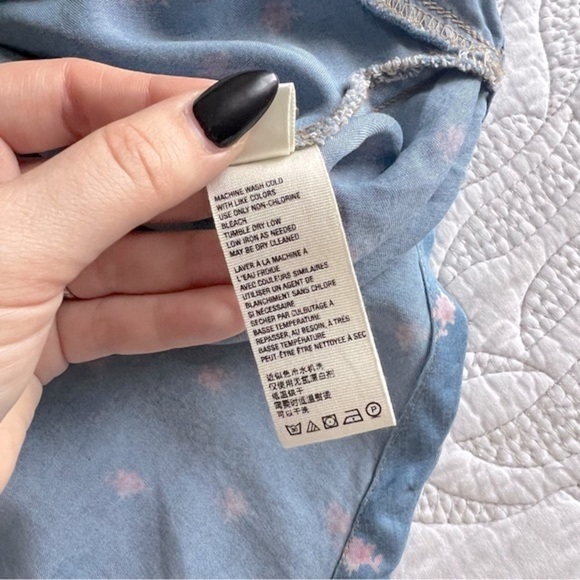 NWT - Free People - Joelle Printed Button Top - Chambray Combo - Picture 8 of 12